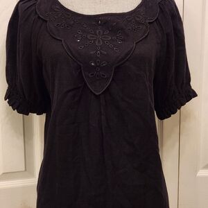 Ann Taylor Elegant Black Embroidered Women's Top